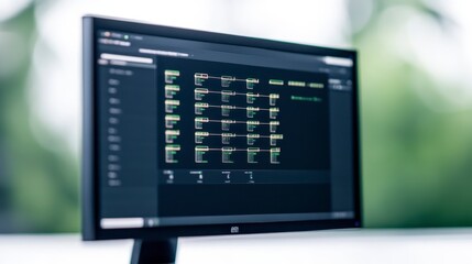 Fototapeta premium Database Software Interface on Computer Screen Coding Programming Data Analysis IT Technology