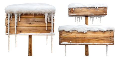 sign with snow isolated on white Png