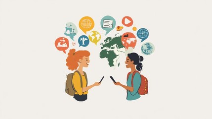 Man use smartphone with Translator app,Translator app, language course and e-learning concept. translation or translate on the mobile app worldwide language conversation speaking concept.	
