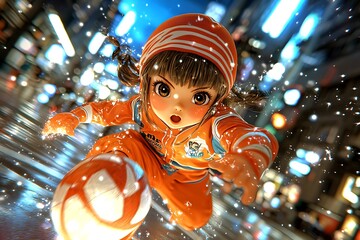 Pro Gaming Organizations Compete in Futuristic Soccer Match Urban Environment Digital Art