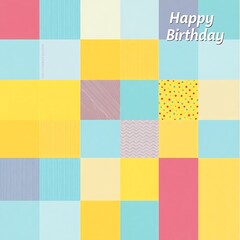 Happy Birthday Colorful Grid: A vibrant and playful birthday card design with a colorful grid pattern, perfect for celebrating a special day.  