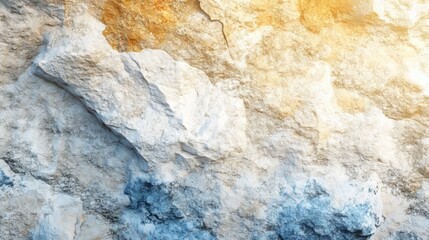 Fototapeta premium 3d rendering of white mineral with blue elements over beige background