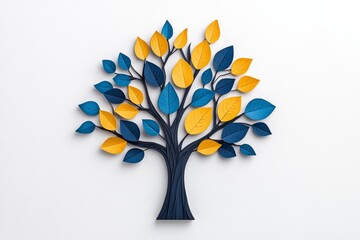 A geometric composition of a family tree with simple, angular leaves and branches, emphasizing connections and legacy