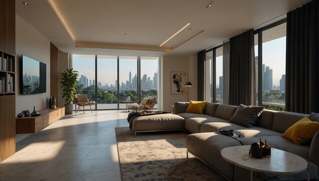 Ultra-modern home design with integrated smart city features, offering tailored living spaces for a futuristic, sustainable lifestyle