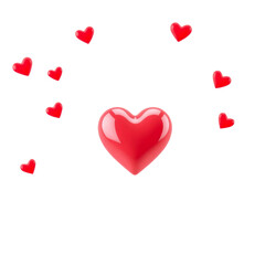 3d pink hearts on a white background.  many red & pink hearts. Greeting banner for love day with cute red bubble 3d effect levitation hearts. Valentine's Day concept.