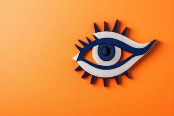 A minimalist icon of an eye with angular shadow elements extending like rays, drawn with sharp, modern precision