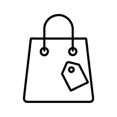 shopping bag with sale tag icon, boxing day line art, boxing icon - simple black line art icon of shopping bag with sale tag, for boxing day celebrations. boxing vector art.