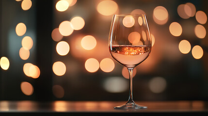 Festive Christmas Wine Glass on Wooden Table
