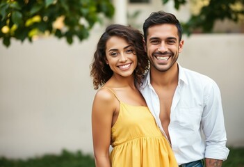 Fototapeta premium Portrait of two people smiling warmly