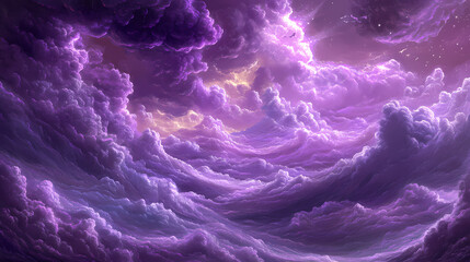 Serene purple clouds draping across the sky inviting relaxation and contemplation creating a peaceful haven in a dreamlike atmosphere perfect for a restful escape. Haven. Illustration