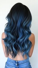 A steel blue balayage with dark roots transitioning into metallic blue tones. --ar 9:16 --quality 2 --personalize ooj6fpf --v 6.1 Job ID: 02f385c9-f823-458e-b32a-341af2474310