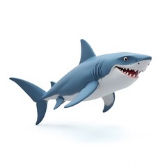 Fototapeta premium Adorable Cartoon Shark Clipart - Cute 2D Ocean Predator Illustration