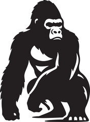 Silverback gorilla side view woodcut vector image