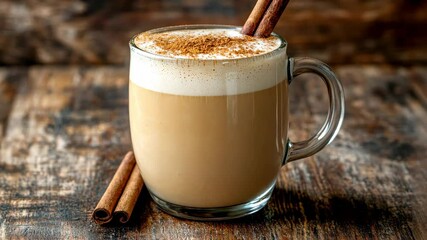A mug of coffee with cinnamon sticks in it - Powered by Adobe