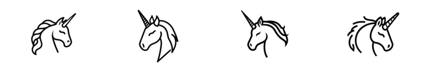 Obraz premium Modern Black and White Unicorn Head: Design a Contemporary Logo for Fantasy Art.