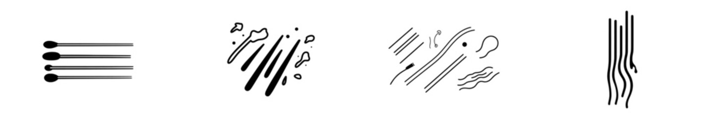 Classic Ink Brushstroke Contemporary Collection: Abstract Grunge Design Stripe Elements.