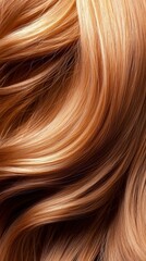 Fototapeta premium A golden auburn hairstyle styled in a wavy, shoulder-length cut.