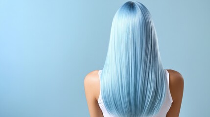 Obraz premium A glacier blue hairstyle styled in sleek, straight layers with icy undertones.