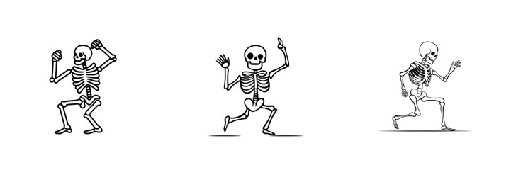 A black and white sketch engraving of a skeleton in a dance pose, exuding a fun and spooky vibe, created with generative AI in a PNG illustration, imitating scratch board art.