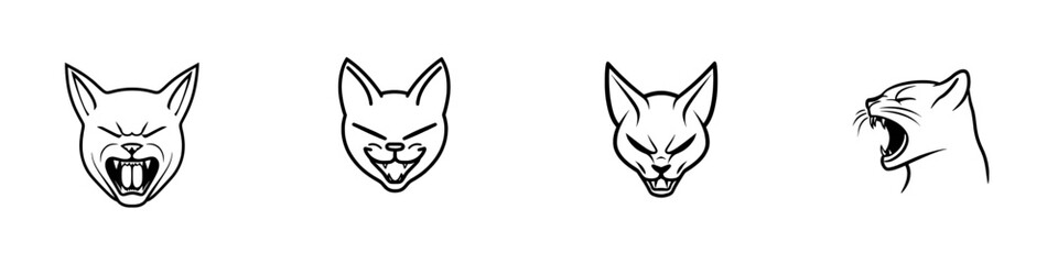 A fierce growling Sphynx Cat tattoo sketch, engraved in a generative AI PNG illustration, mimicking scratchboard art in black and white.
