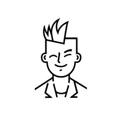 A businessman with a mohawk, dressed in a formal suit, embodies a blend of rebellion and sophistication in this sketch engraving created by generative AI, depicting a fictional character in a PNG