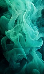 Fototapeta premium Aquamarine smoke on a dark background