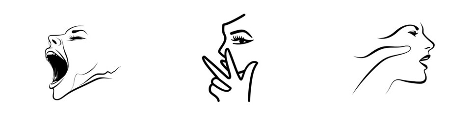 Obraz premium A black and white generative AI engraving of an elderly woman shouting, her hand cupped to her mouth, emphasizing urgency or a message, in a scratch board style.