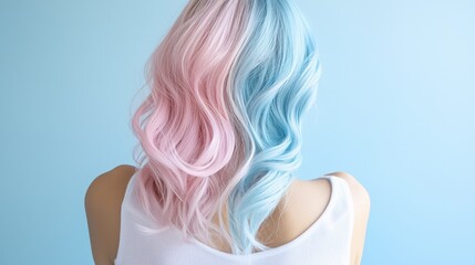 Obraz premium A cotton candy ombre transitioning from baby pink to soft sky blue.