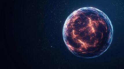 Fototapeta premium A futuristic holographic sphere displaying interwoven market data, glowing with competitive insights, global innovation concept