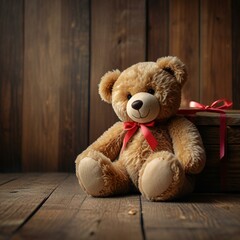 Obraz premium teddy bear on wooden background