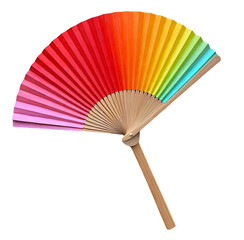 Closeup view of beautiful hand fan isolated on white background