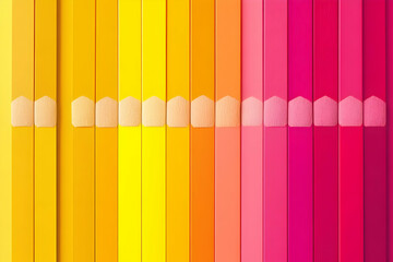 Fototapeta premium A vibrant arrangement of colored pencils in shades of yellow, orange, and pink.