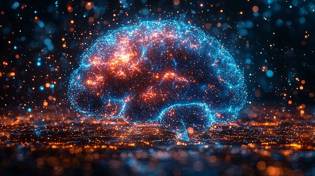 Human brain merged with a digital network symbolizing AI enhancing cognitive processes and integration