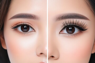 Fototapeta premium A detailed makeup look featuring bold eyeliner paired with perfectly curled eyelashes for a sharp and dramatic effect
