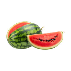 Delicious Watermelon Slice Showing Juicy Red Interior and Seeds on transparent background, png, psd

