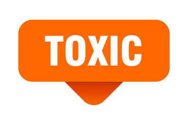 TOXIC button. Sticker isolated on transparent background