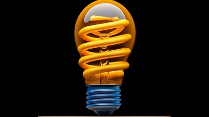 Spiral of Brilliance: A close-up shot of a glowing, energy-efficient CFL light bulb, its spiral filament radiating warmth against a stark black background.  The image symbolizes innovation.