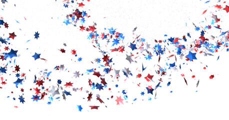 (Mehrere Werte)Confetti - Red white blue shiny confetti Confetti on white background, isolate, tricolor concept, PNG 3d