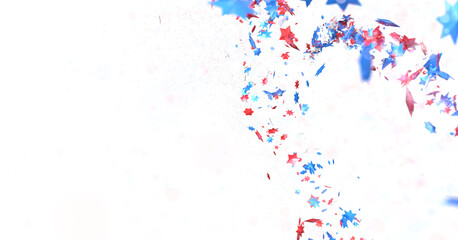 (Mehrere Werte)Confetti - Red white blue shiny confetti Confetti on white background, isolate, tricolor concept, PNG 3d