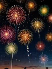 Naklejka premium fireworks on the night sky