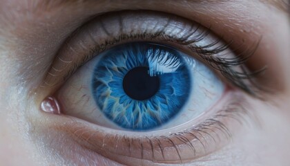 Fototapeta premium close up beautiful blue eye opening human iris macro natural beauty
