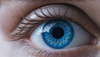 Fototapeta premium close up beautiful blue eye opening human iris macro natural beauty