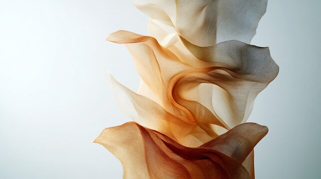 Flowing fabric textures in warm and neutral tones symbolizing harmony and movement