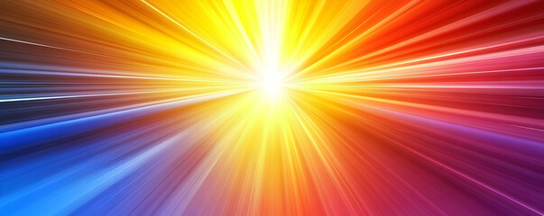 Obraz premium Vibrant Radial Burst, Abstract Colorful Rays Radiate Brightly, Creating an Energetic and Dynamic Background Image.