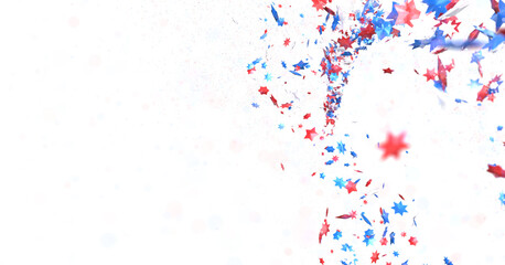 (Mehrere Werte)Confetti - Red white blue shiny confetti Confetti on white background, isolate, tricolor concept, PNG 3d
