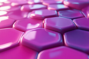 Obraz premium Glossy pink hexagonal tiles surface.