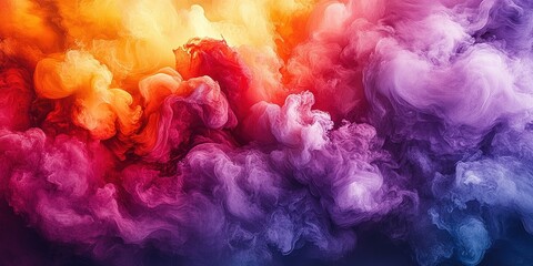 Fototapeta premium Colorful smoke swirling in vibrant hues creating an abstract, artistic effect in a dark background