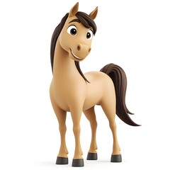 3D cartoon-style horse standing confidently with a friendly expression