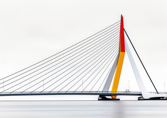 Obraz premium Colorful cable-stayed bridge on white backdrop - Rotterdam