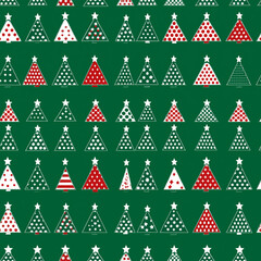Colorful Christmas tree patterns in red and green for festive holiday decorations and crafts